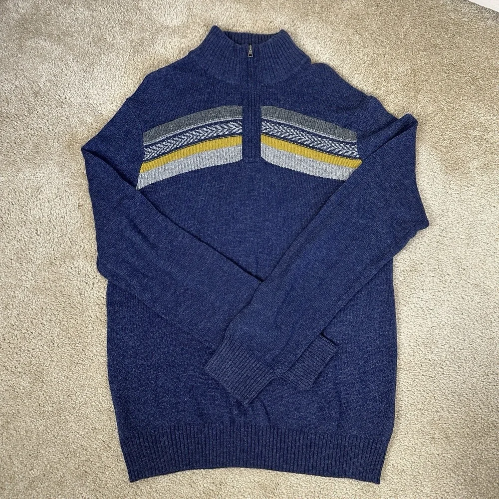 Banana Republic Men's Medium Blue Sweater Quarter Zip Long Sleeve Pullover‎